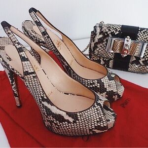 Christian Louboutin Snakeskin Slingback Heels 38.5